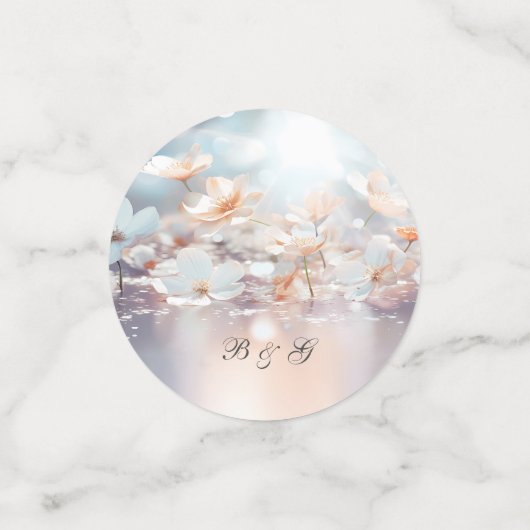 Confetti de table florale de Pêche blanche (Petit recto)