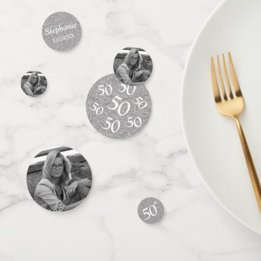 Confetti de table photo 50e anniversaire paillette (Groupe)