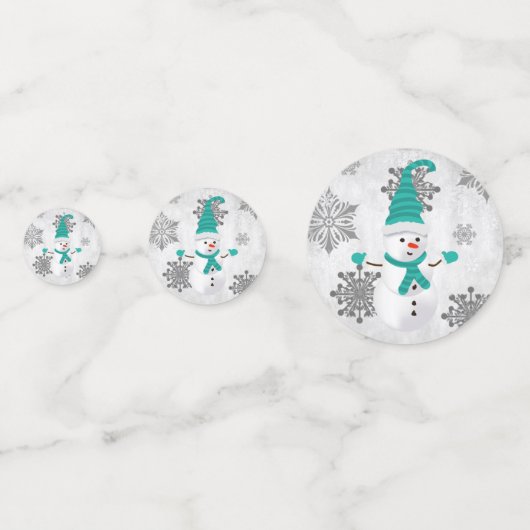 Confetti de table turquoise de Snowman (Derrière)