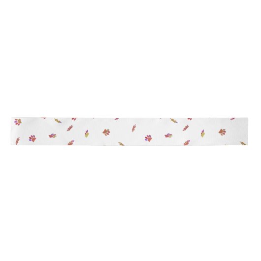 Confetti Dog Paw Print Patroon Aangepast Lint (Voorkant)