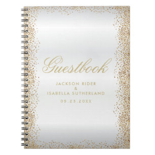 Confetti d'or et satin blanc - Livre d'or