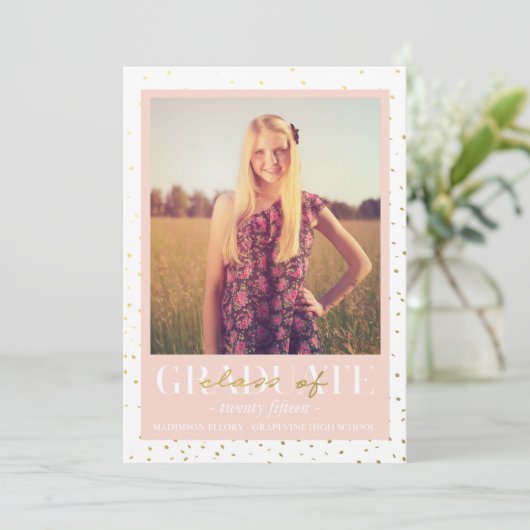 Confetti d'or | Faire-part de diplôme (Debout devant)