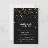 Confetti d'or | Menu noir Choix mariage RSVP (Devant)