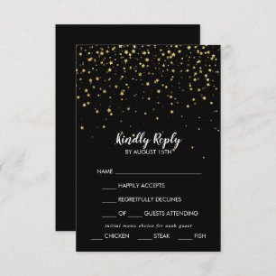 Confetti d'or   Menu noir Choix mariage RSVP