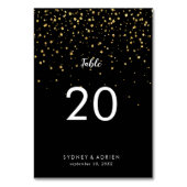 Confetti d'or | Numéros de table de Mariage noir (Dos)