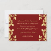 Confetti d'or, roses sur Merci Mariage rouge (Dos)