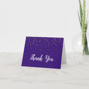 Confetti d'or sur Carte de remerciements pourpre