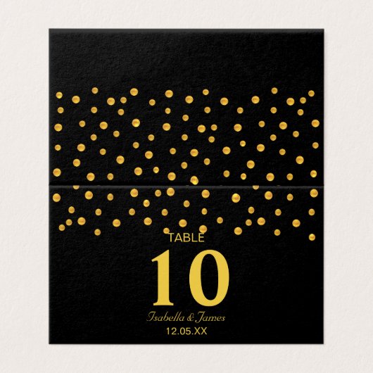 Confetti d'or sur carte de table de pliage noir (Outside Unfolded)