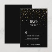 Confetti d'or sur carte RSVP de fête d'anniversair (Devant / Derrière)