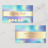 Confetti doré chic, carte de fidélité holographiqu (Devant / Derrière)