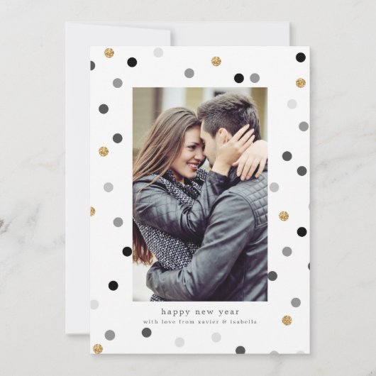 Confetti Dots Carte de Jour de l'An (Devant)