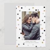Confetti Dots Carte de Jour de l'An (Devant / Derrière)