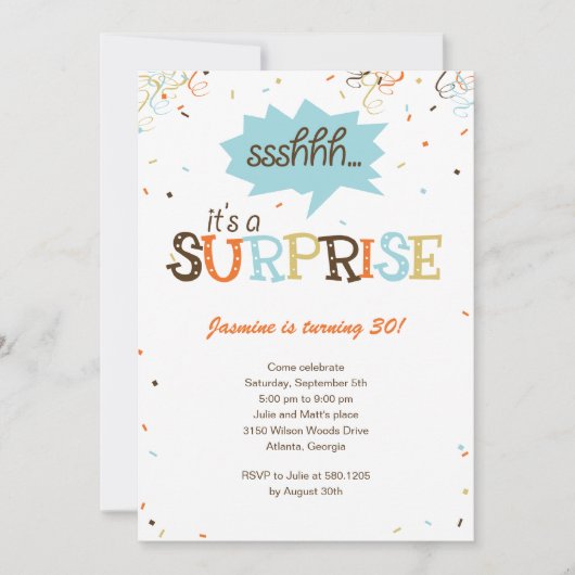 Confetti Douche Surprise Fête Invitation (Devant)