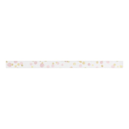 Confetti Elegant Roze Goud Wit Waterverf Grosgrain Lint (Voorkant)