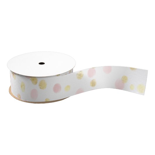Confetti Elegant Roze Goud Wit Waterverf Grosgrain Lint (Spoel)