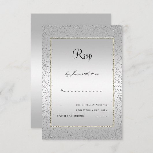 Confetti en argent élégant 60e mariage RSVP (Devant / Derrière)