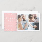 Confetti en argent Élégant Merci Mariage rose (Devant / Derrière)