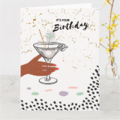Confetti en Cocktails | Birthday Wenskaart Kaart (Gele Bloem)