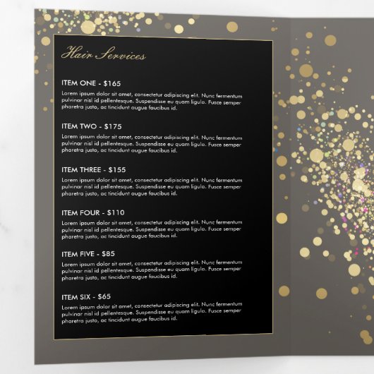 Confetti en or Faux sur Brochure Grey (Intérieur en premier)