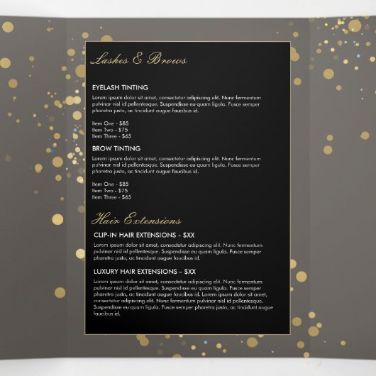 Confetti en or Faux sur Brochure Grey (Intérieur au milieu)