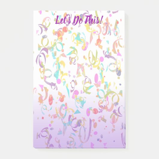 Confetti en Paarse gradiënt Sjabloon Post-it® Notes (Voorkant)