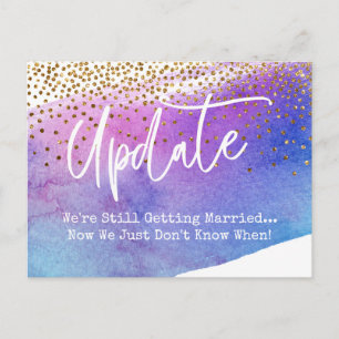 Confetti en Waterverf uitgesteld bruiloft update Briefkaart