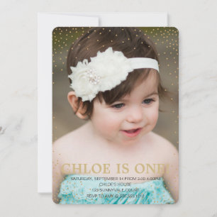 Confetti First Birthday Invitation Kaart
