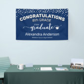 Confetti Gefeliciteerd, 8e graad Afstuderen blauw Spandoek (Beurs)