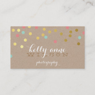 CONFETTI GLAMOROUS schattig goud folie koraal mint Visitekaartje