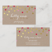 CONFETTI GLAMOROUS schattig goud vet rood roze kra Visitekaartje (Voorkant / Achterkant)