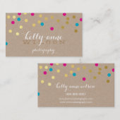 CONFETTI GLAMOROUS schattig gouden folie roze aqua Visitekaartje (Voorkant / Achterkant)