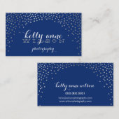 CONFETTI GLAMOROUS schattig mini zilver folie look Visitekaartje (Voorkant / Achterkant)