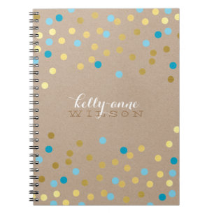 CONFETTI GLAMOROUS, schattig spot goudturquoise kr Notitieboek