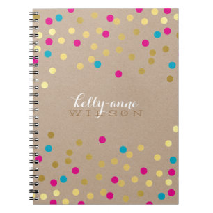 CONFETTI GLAMOUREUS schattige spot goud roze aqua Notitieboek