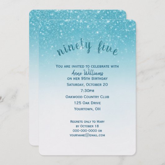 confetti glitter 95ste verjaardag kaart (Voorkant / Achterkant)