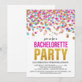 Confetti Glitter Bachelorette Party Invitation Kaart (Voorkant / Achterkant)