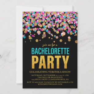 Confetti Glitter Bachelorette Party Invitation Kaart