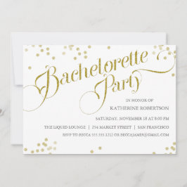 Confetti Glitter Bachelorette Party Invite, goud Kaart
