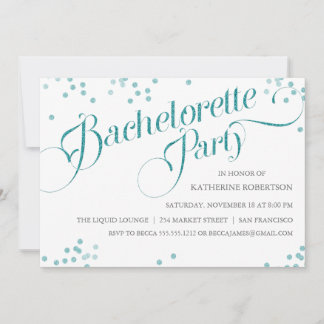 Confetti Glitter Bachelorette Party nodigt blauwgr Kaart