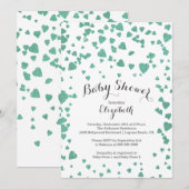 Confetti Glitter Heart Baby shower Uitnodiging (Voorkant / Achterkant)