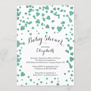 Confetti Glitter Heart Baby shower Uitnodiging