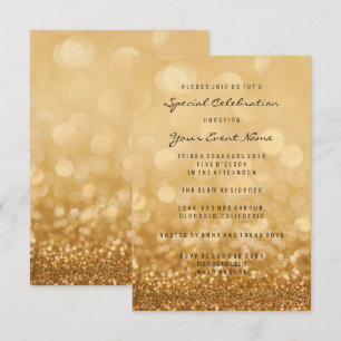 Confetti Gold Glam Glitter Silver Minimal Formal Kaart