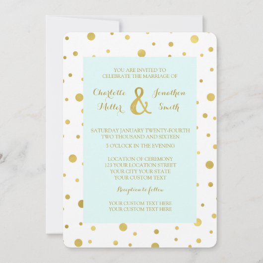 Confetti Gold Light Invitations de mariage (Dos)
