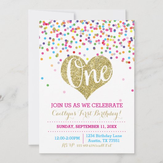 Confetti Gold Parties scintillant Invitation premi (Devant)