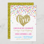 Confetti Gold Parties scintillant Invitation premi (Devant / Derrière)