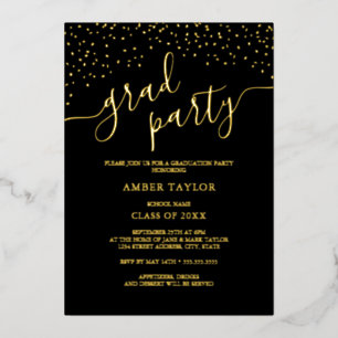 Confetti Gold Photo Graduation Party Folie Uitnodiging