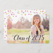 Confetti Gold Pink Foto 2015 Afstuderen Kaart (Voorkant / Achterkant)