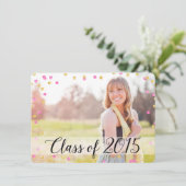 Confetti Gold Pink Foto 2015 Afstuderen Kaart (Staand voorkant)