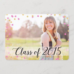 Confetti Gold Pink Foto 2015 Afstuderen Kaart