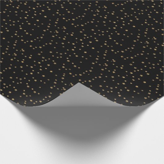 Confetti gouden sterren glitter shine elegant zwar cadeaupapier (Hoek)